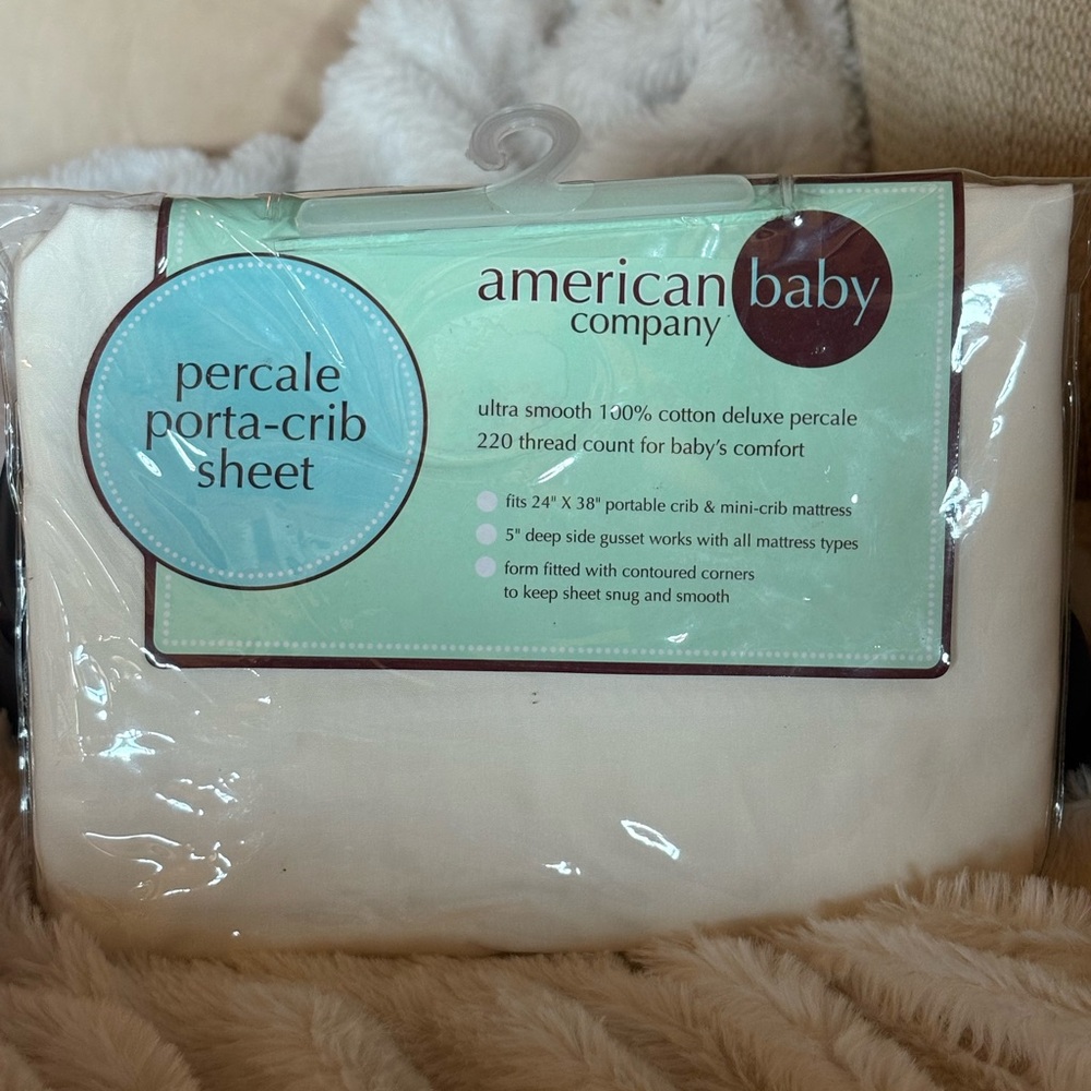 Cream Percale Porta-Crib Sheet